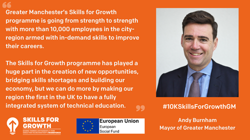 Andy Burnham Skills for Growth Programme 10,000 Learners Quote